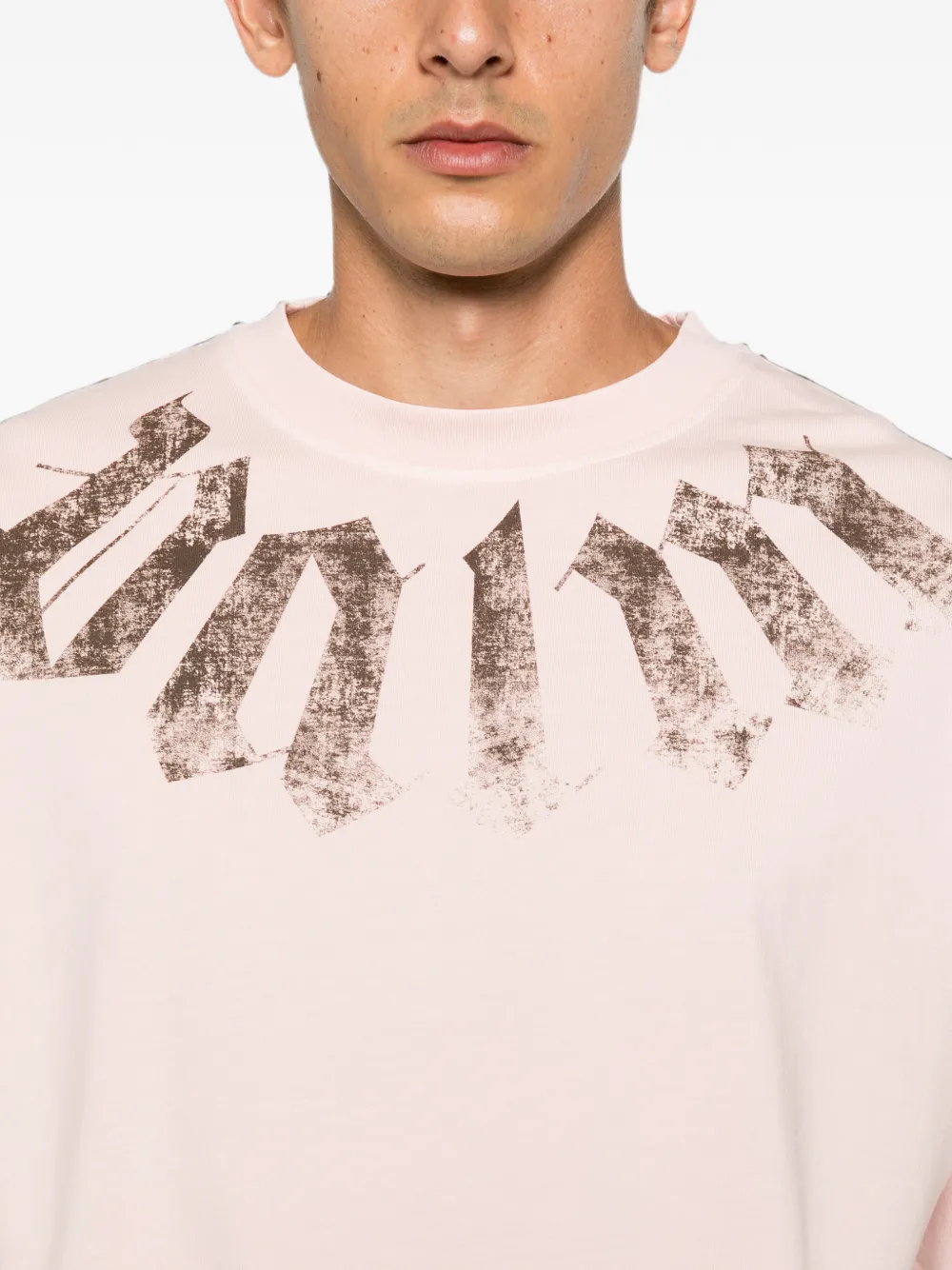 Palm Angels Big Neck Logo T-shirt met print Roze