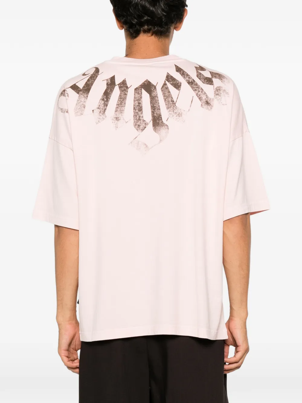 Palm Angels Big Neck Logo T-shirt met print Roze