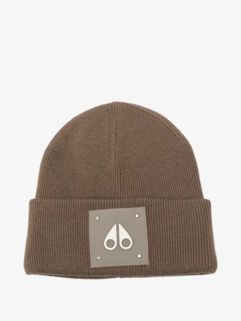 Moose Knuckles logo-patch ribbed-knit beanie hat