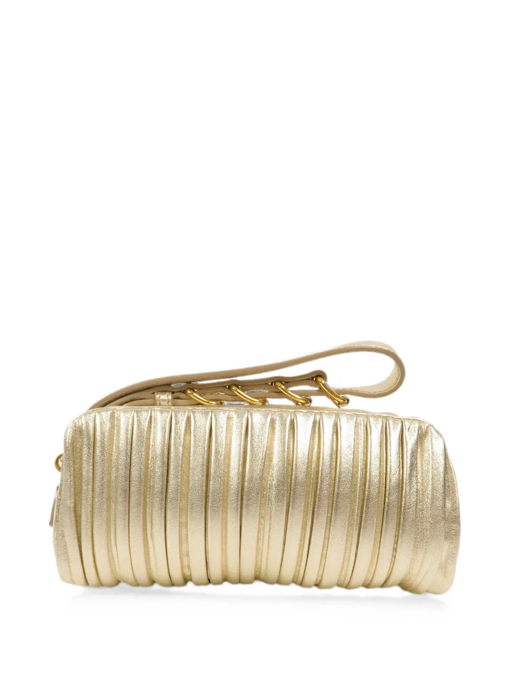 Miu Miu Pre-Owned pleated clutch bag - Gold