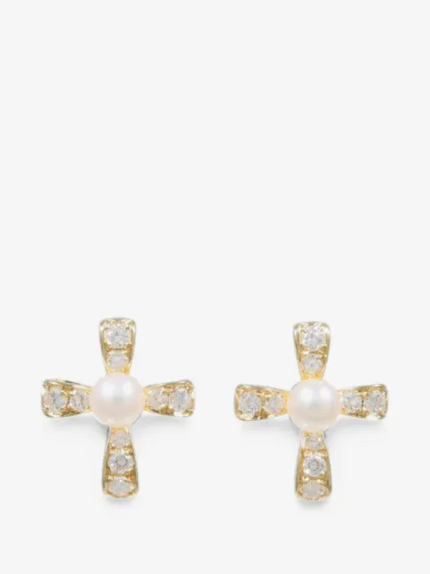Mikimoto pearl and diamond earrings