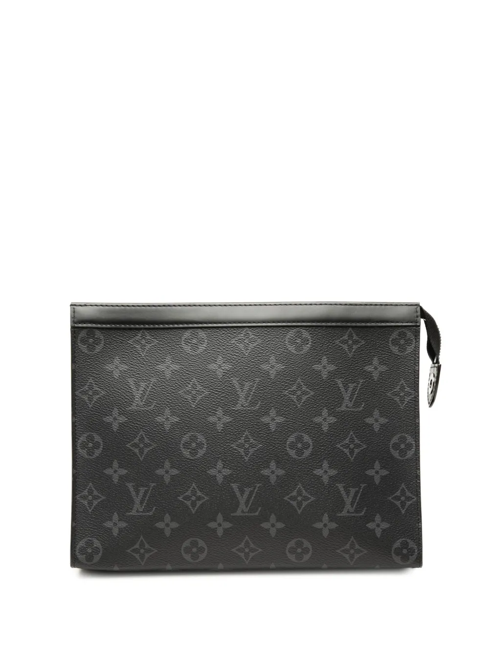 Pre-owned Louis Vuitton 2019 Monogram Eclipse Pochette Voyage Mm Clutch Bag In Black