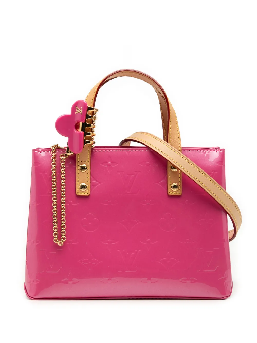 Pre-owned Louis Vuitton 2010-2026 Monogram Vernis Hairclip Reade Pm Satchel In Pink