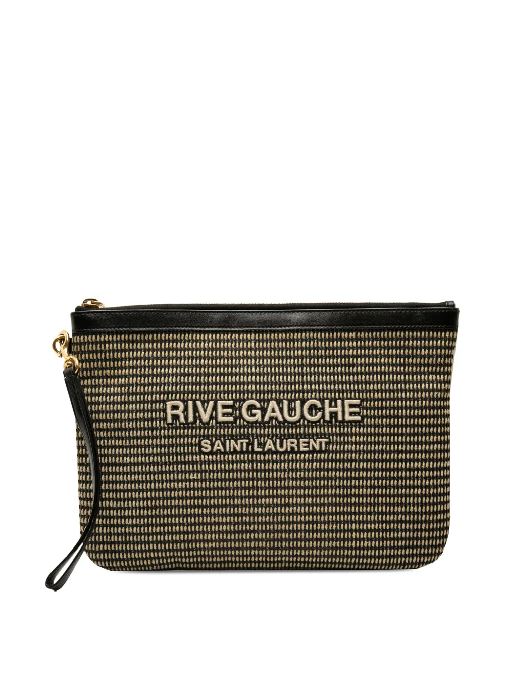 Pre-owned Saint Laurent 2020 Raffia Rive Gauche Clutch Bag In Neutrals