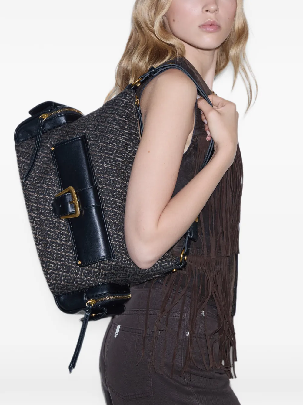 LIU JO Medium schoudertas met monogram Bruin