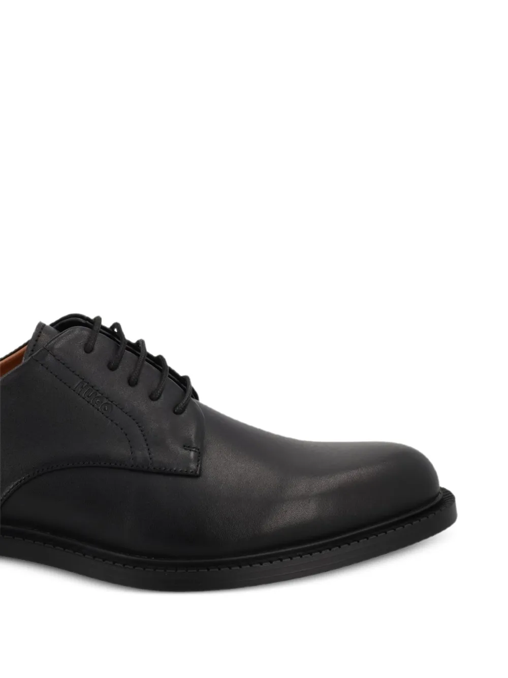 HUGO Derby leren schoenen met logo-reliëf Zwart