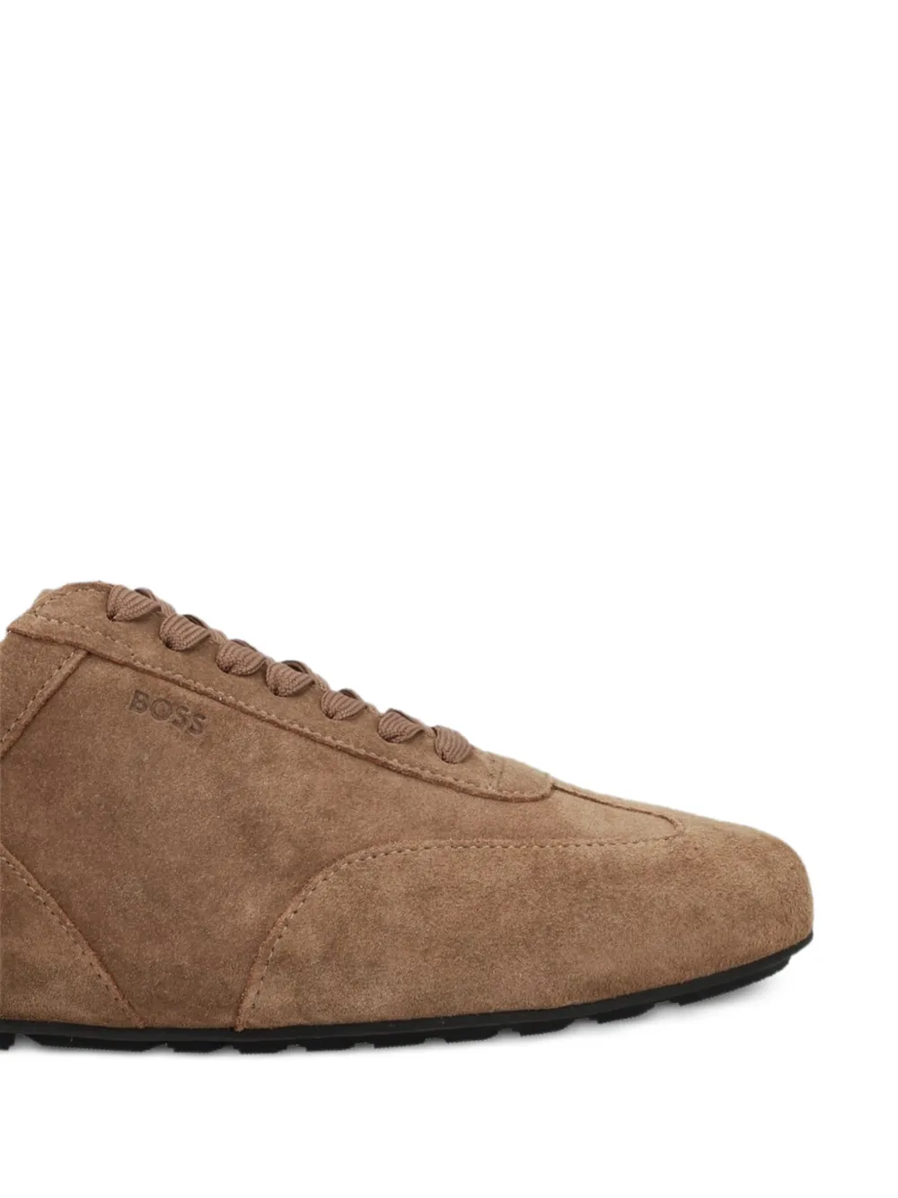 BOSS suede trainers with em ed logo Bruin