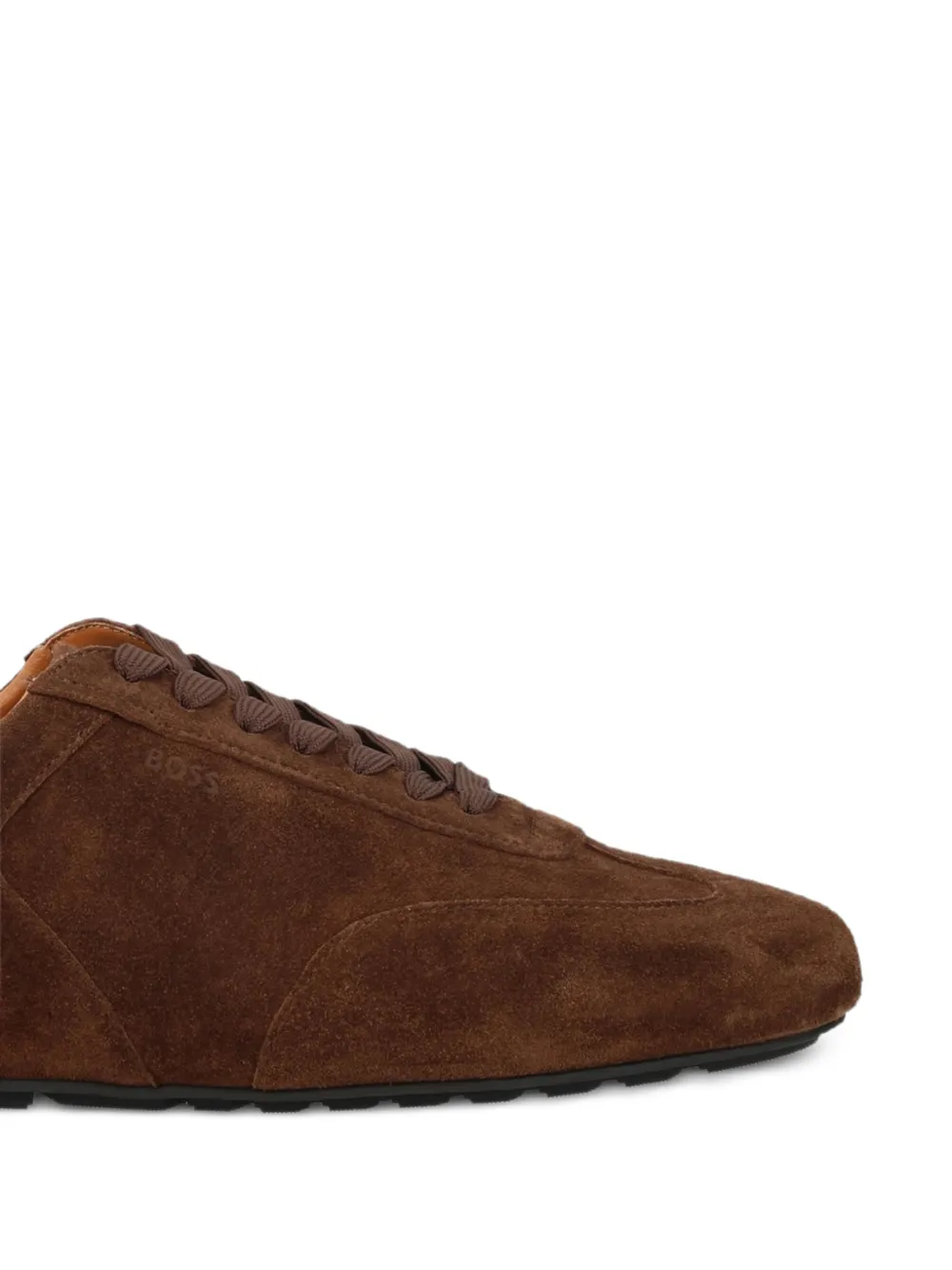 BOSS Suède sneakers met logo-reliëf Bruin