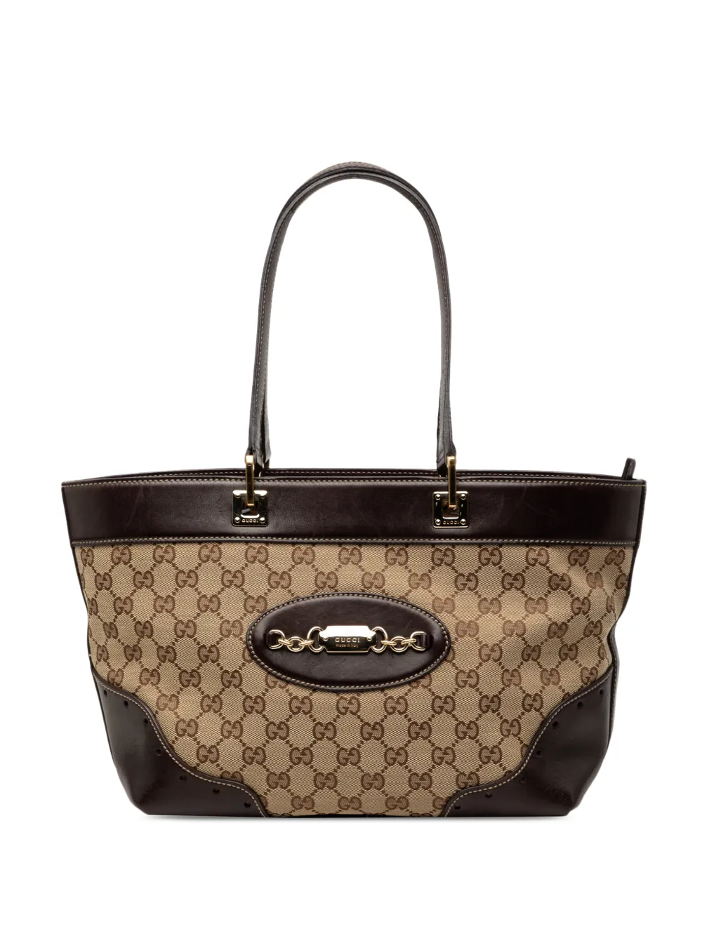 Pre-owned Gucci 2000-2015 Gg Canvas Punch Tote Bag In Neutrals