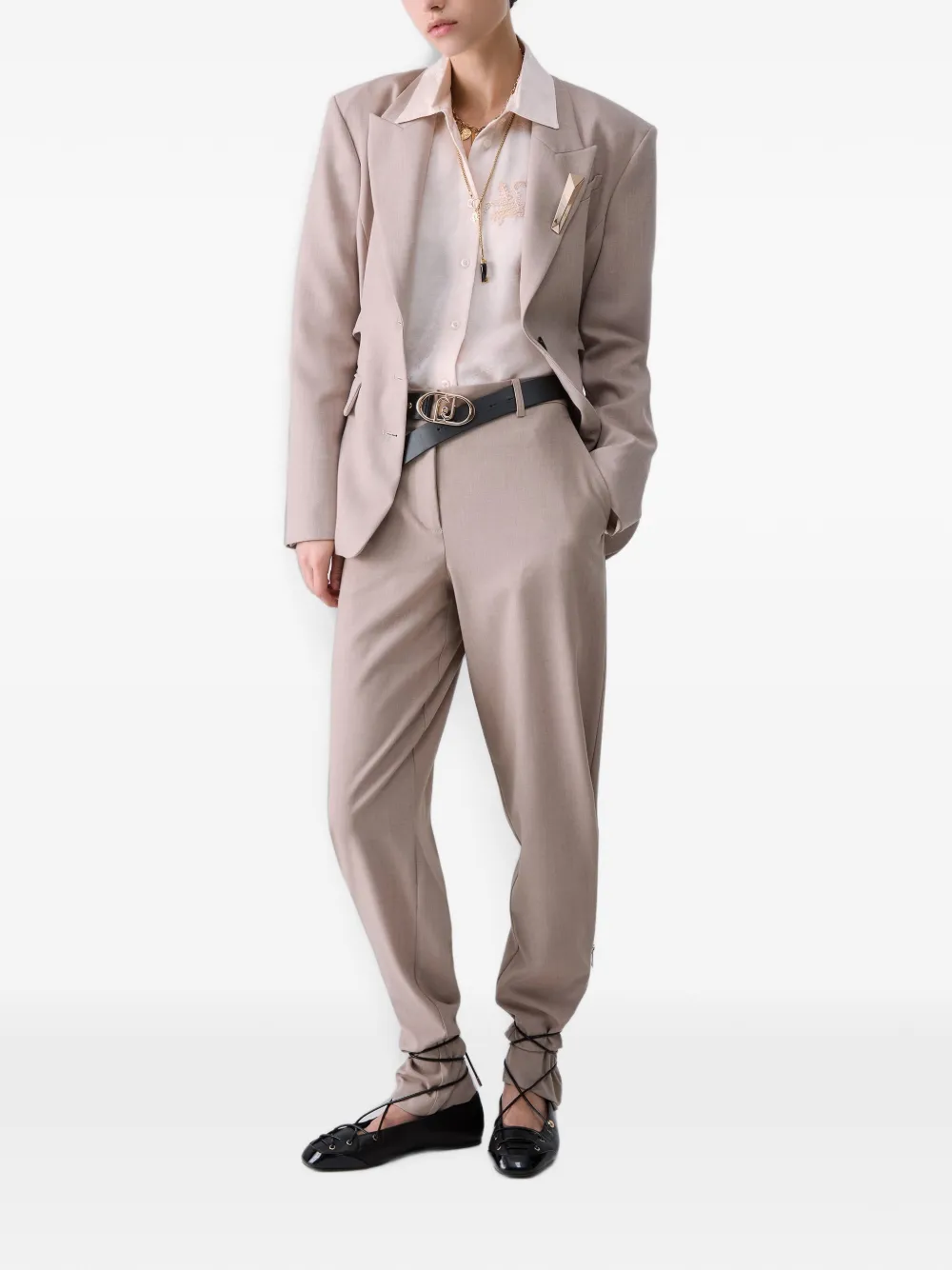 LIU JO Gemêleerde broek met rits Beige