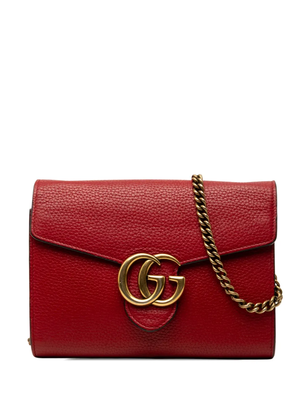 Gucci Pre-Owned 2000-2015 GG Marmont Calfskin Wallet on Chain crossbody bag - Rosso