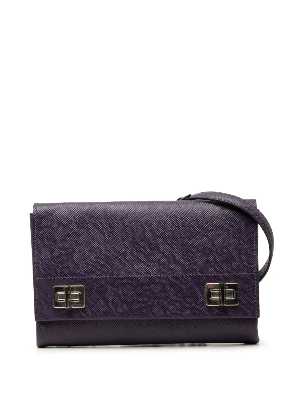 Prada Pre-Owned 2013-2026 Saffiano Cuir Twist Lock Chain Flap crossbody bag - Purple