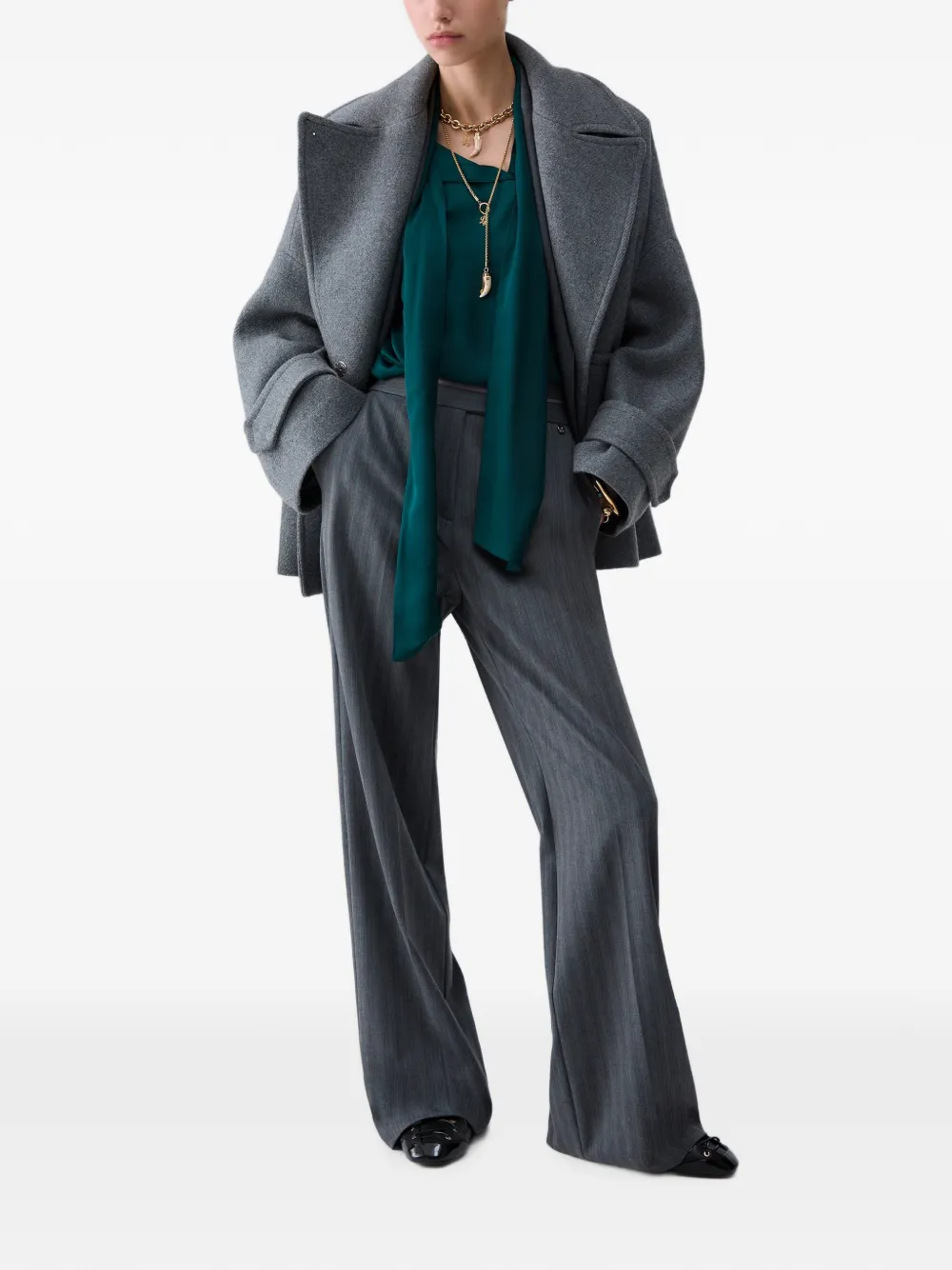 LIU JO Oversized wollen mantel Grijs