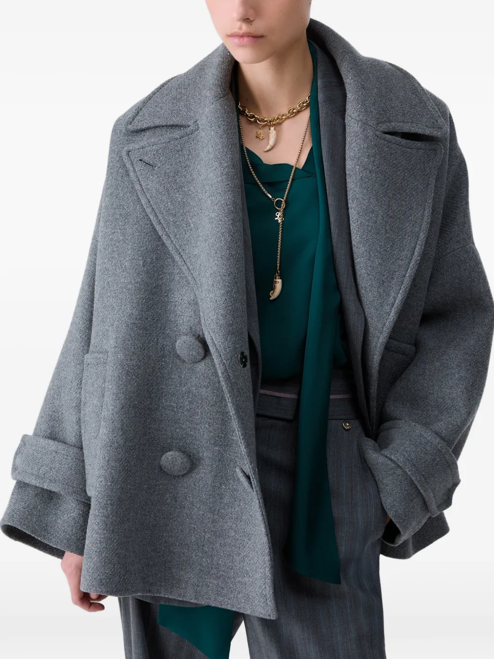 LIU JO Oversized wollen mantel Grijs