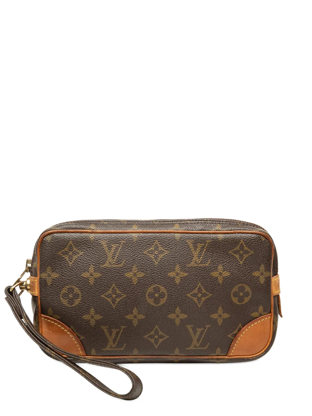 Pre-owned Louis Vuitton 1990 Monogram Marly Dragonne Pm Clutch Bag In Brown