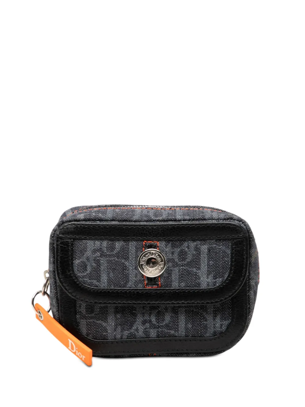 Pre-owned Dior 2005 Oblique Denim Flight Coin Pouch In Blue