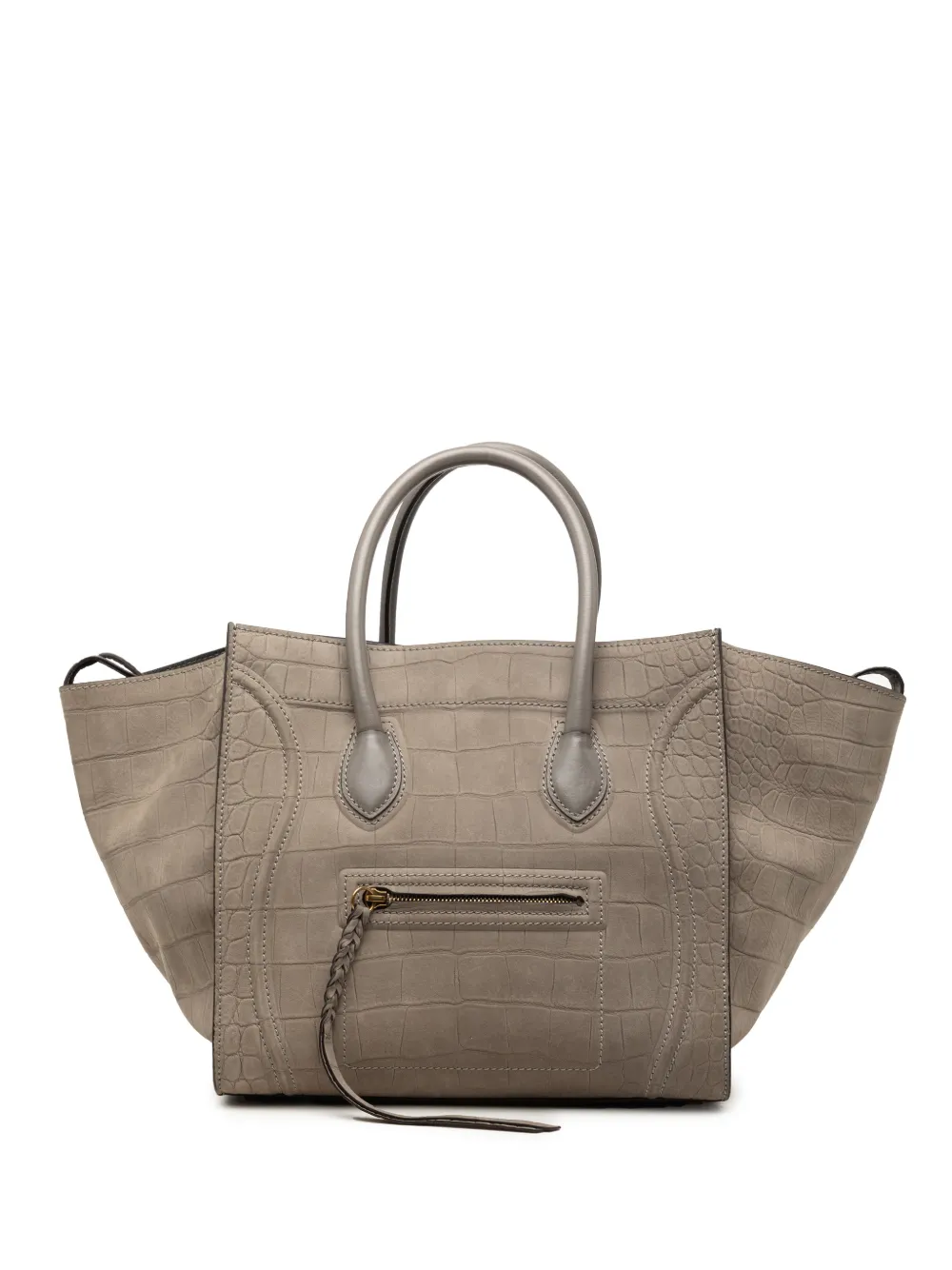 Celine Pre-Owned 2012 Medium Croc Embossed Leather Luggage Phantom tote bag - Brown