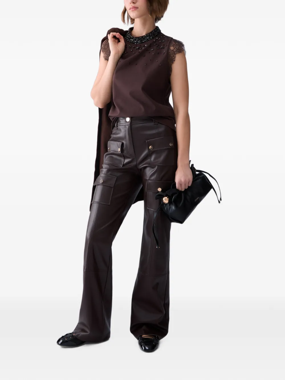 LIU JO Gecoate stoffen broek Bruin
