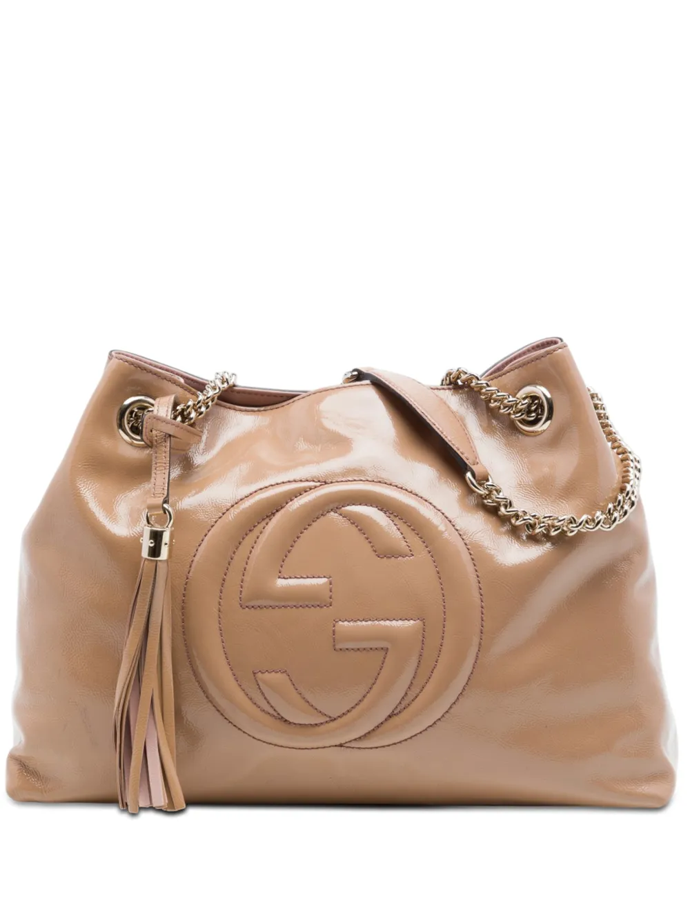 Gucci Pre-Owned 2016-2026 Medium Patent Soho Chain tote bag - Brown