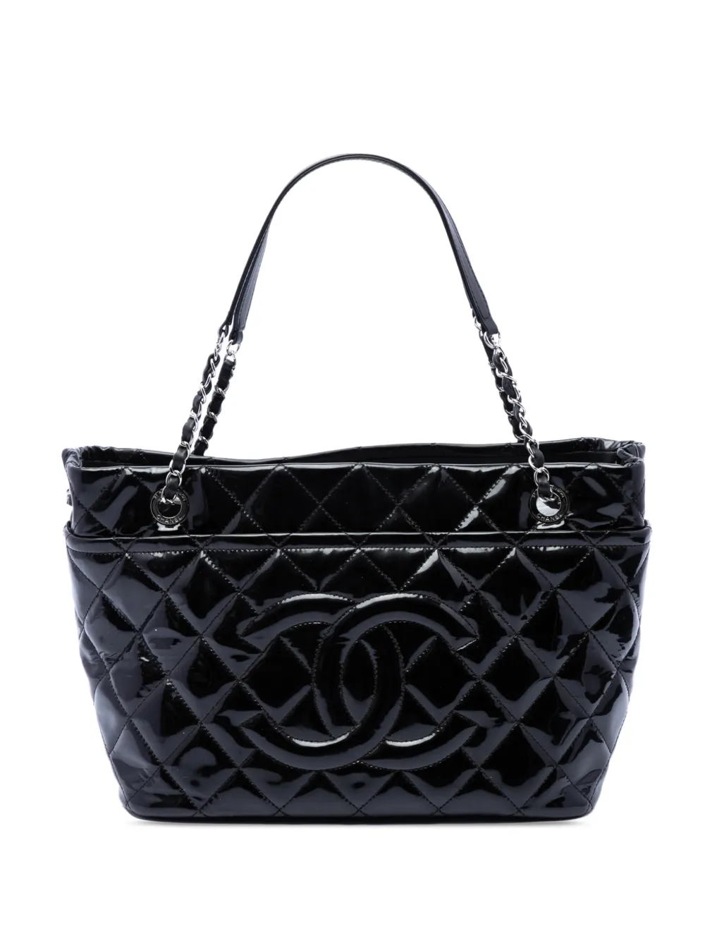 CHANEL Pre-Owned 2012-2013 CC Quilted Patent Timeless Soft tote bag - Nero