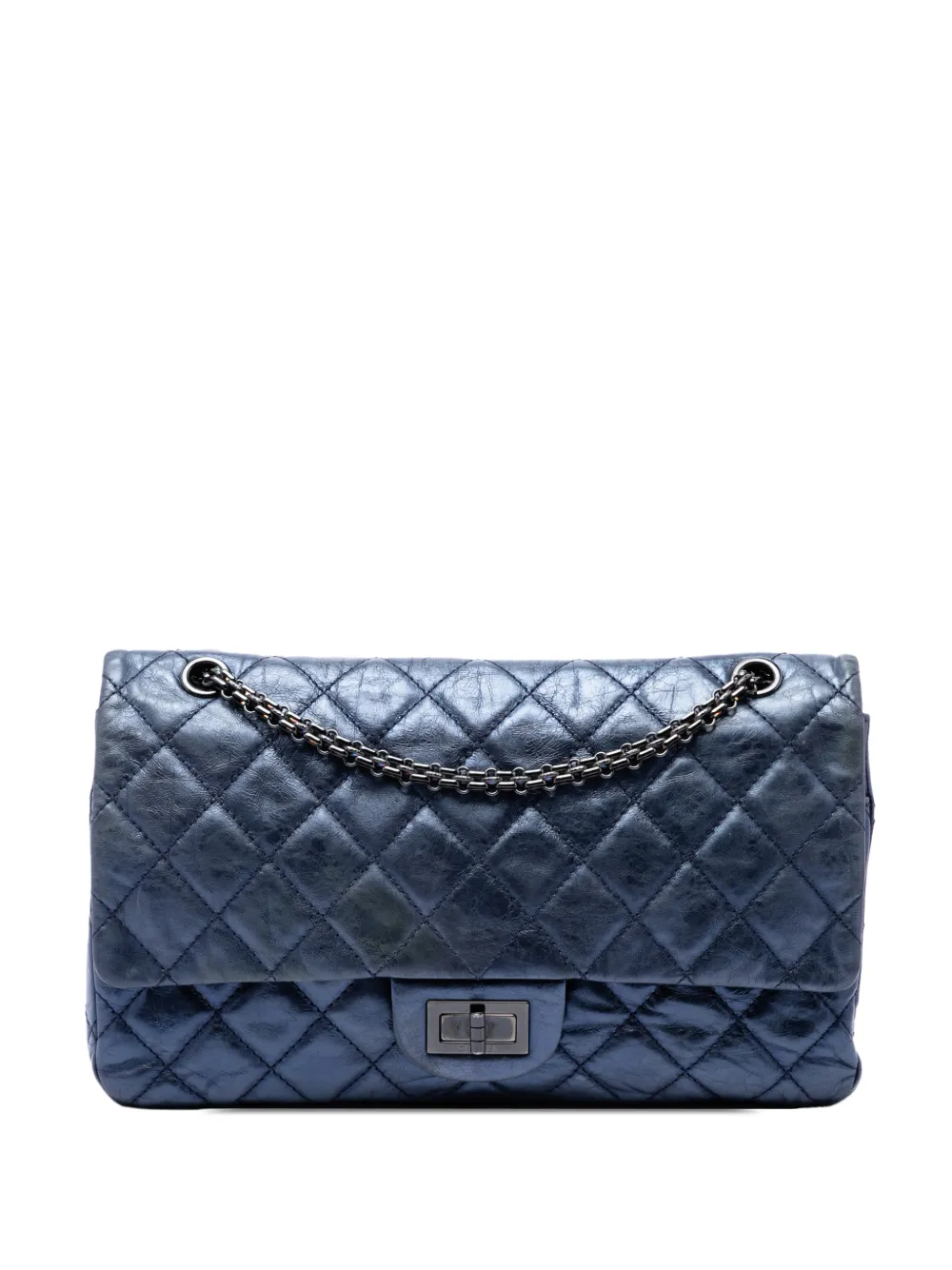 CHANEL Pre-Owned 2008-2009 Quilted Metallic Aged Calfskin Reissue 2.55 Double Flap 227 shoulder bag - Blu