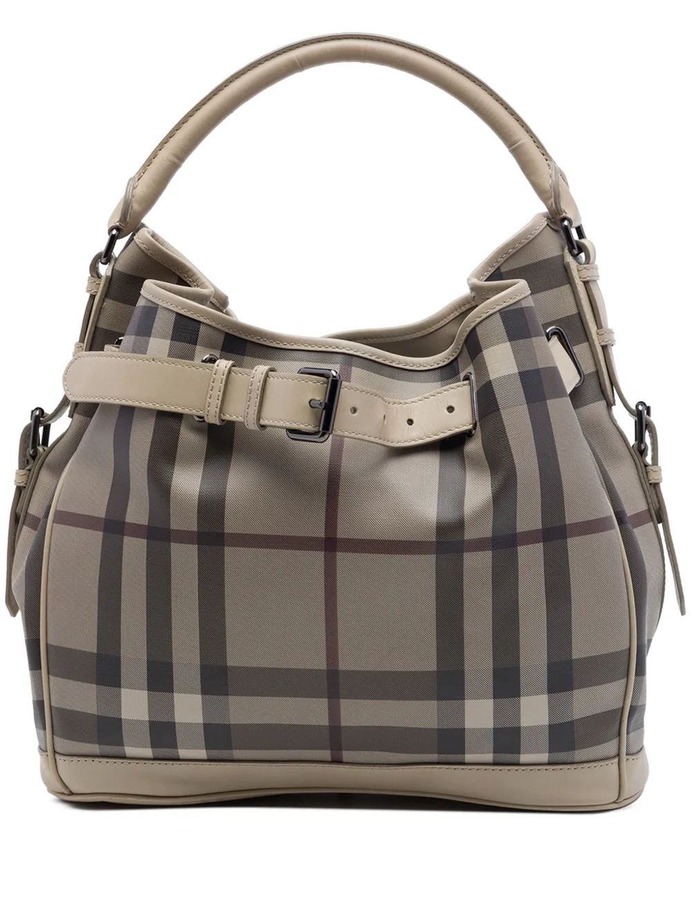 Burberry Pre-Owned 2000-2017 Medium Smoke Check Coated Canvas Walden Belted Hobo handbag - Grey