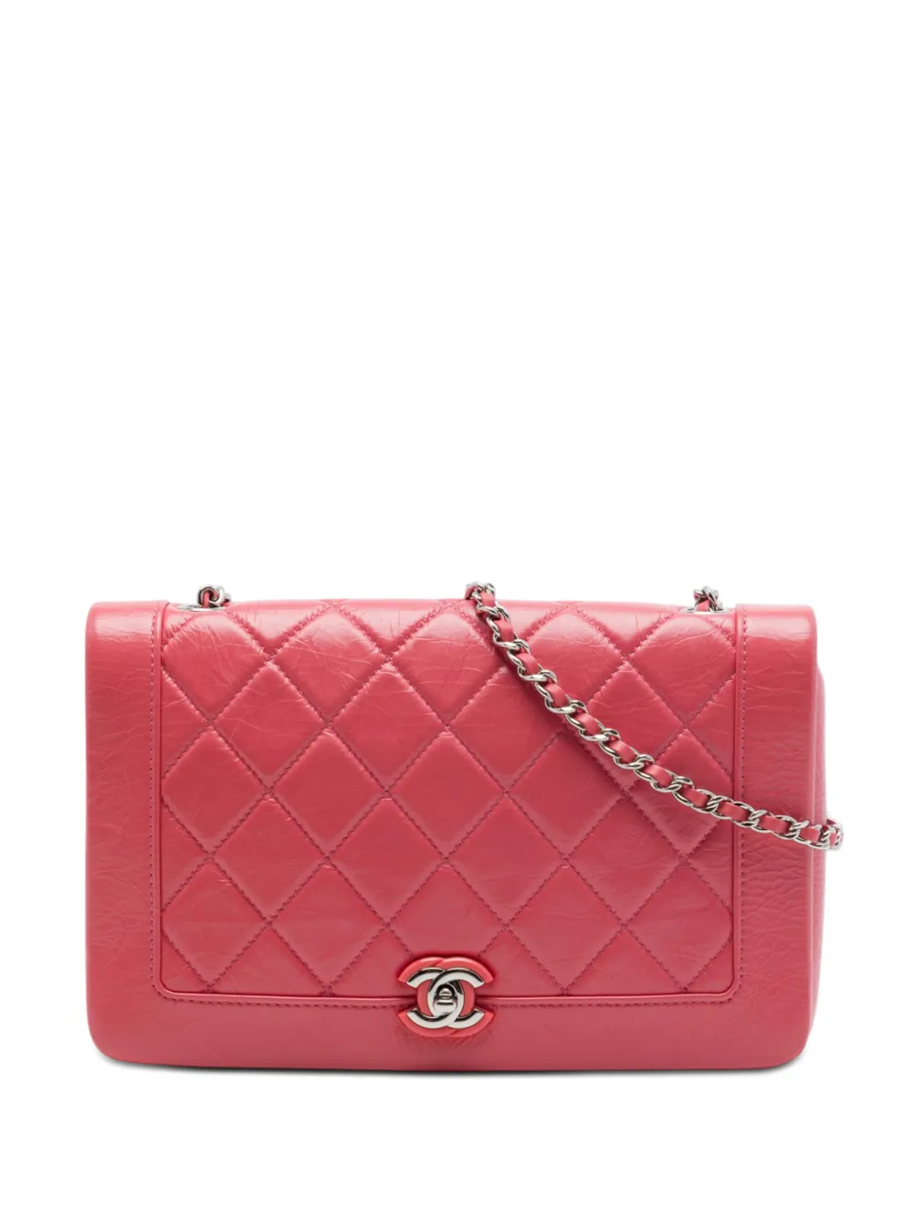 CHANEL Pre-Owned 2018 Small Quilted Crumpled Calfskin Bi Vintage Full Flap crossbody bag - Rosa