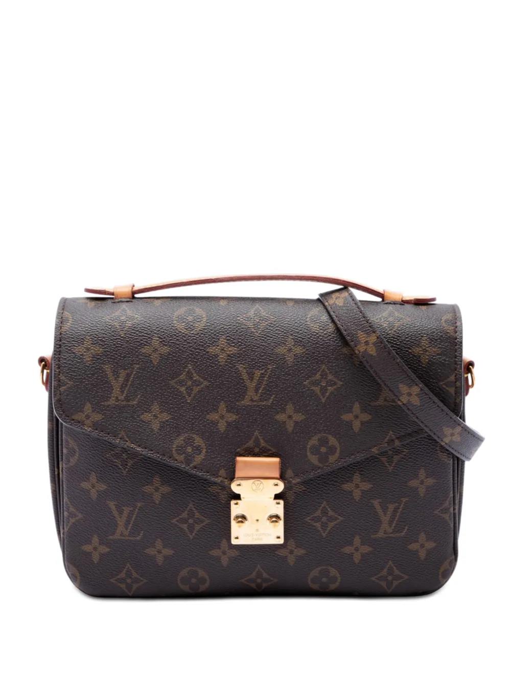 Pre-owned Louis Vuitton 2020 Monogram Pochette Metis Satchel In Brown