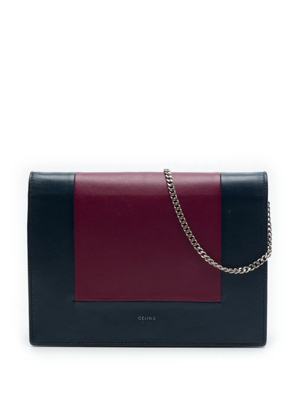 Pre-owned Celine 2017 Leather Frame Wallet On Chain Crossbody Bag In Red