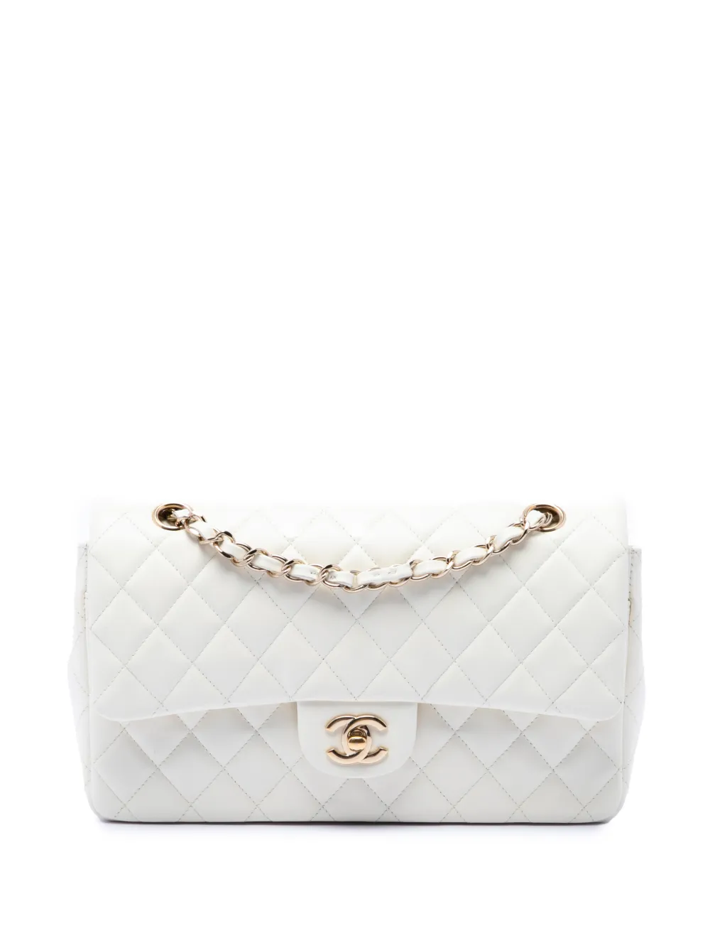 CHANEL Pre-Owned 2011 Medium Classic Lambskin Double Flap shoulder bag - Bianco