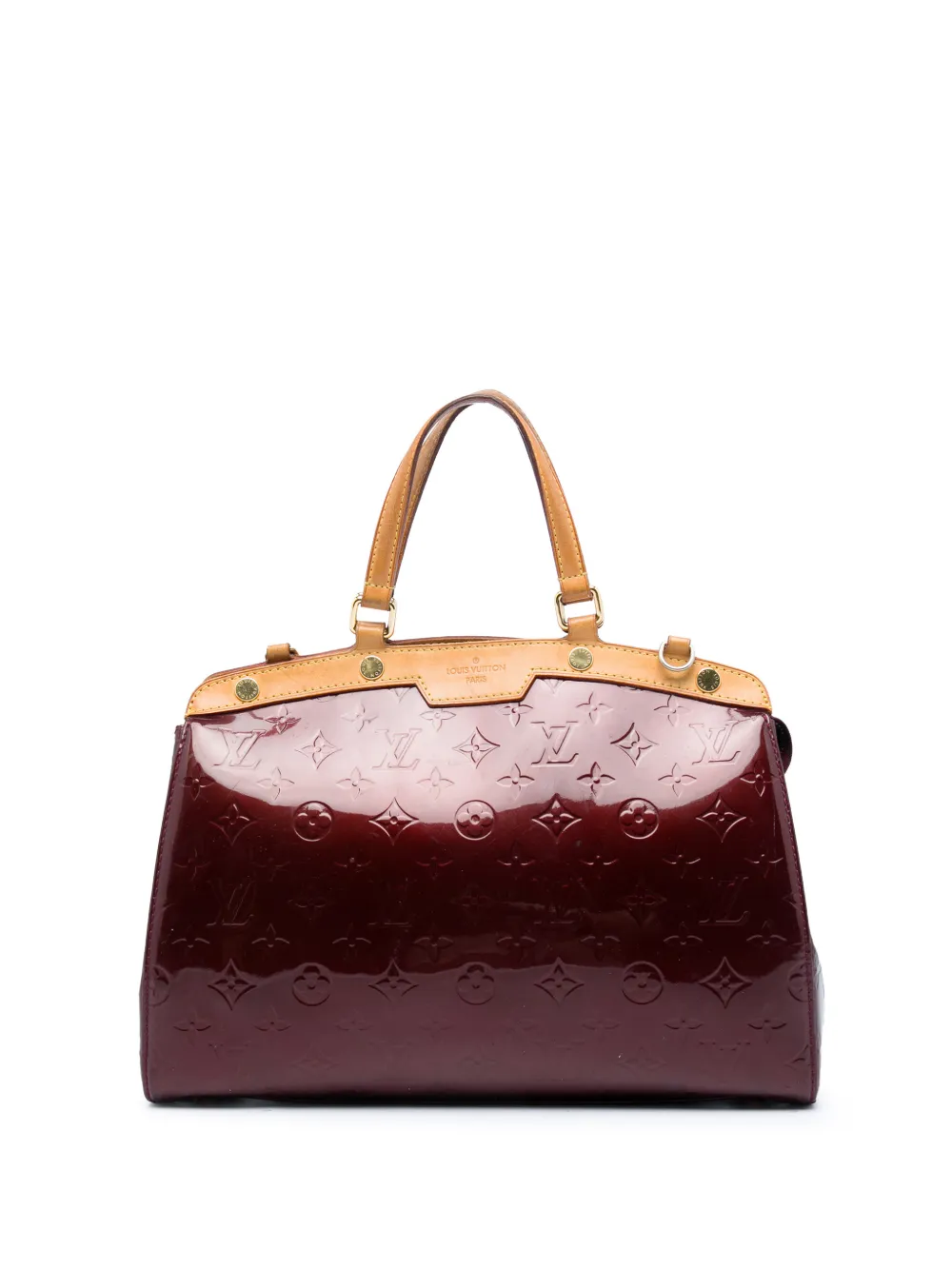 Pre-owned Louis Vuitton 2012 Monogram Vernis Brea Mm Satchel In Red