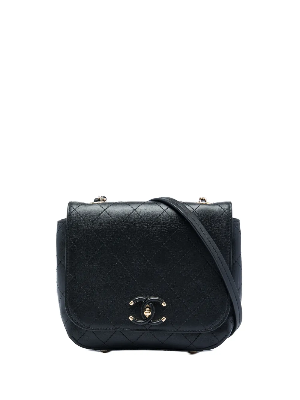 CHANEL Pre-Owned 2019 Small Stitched Calfskin Covered CC Flap crossbody bag - Nero