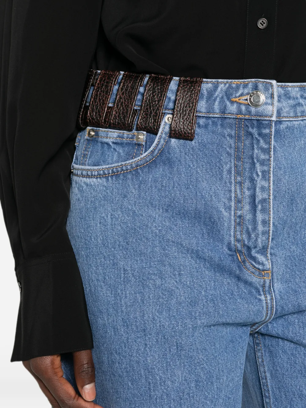 IRO Archies jeans met leren afwerking Blauw