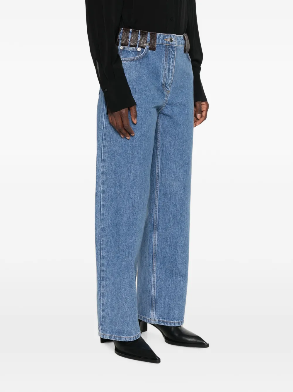 IRO Archies jeans met leren afwerking Blauw