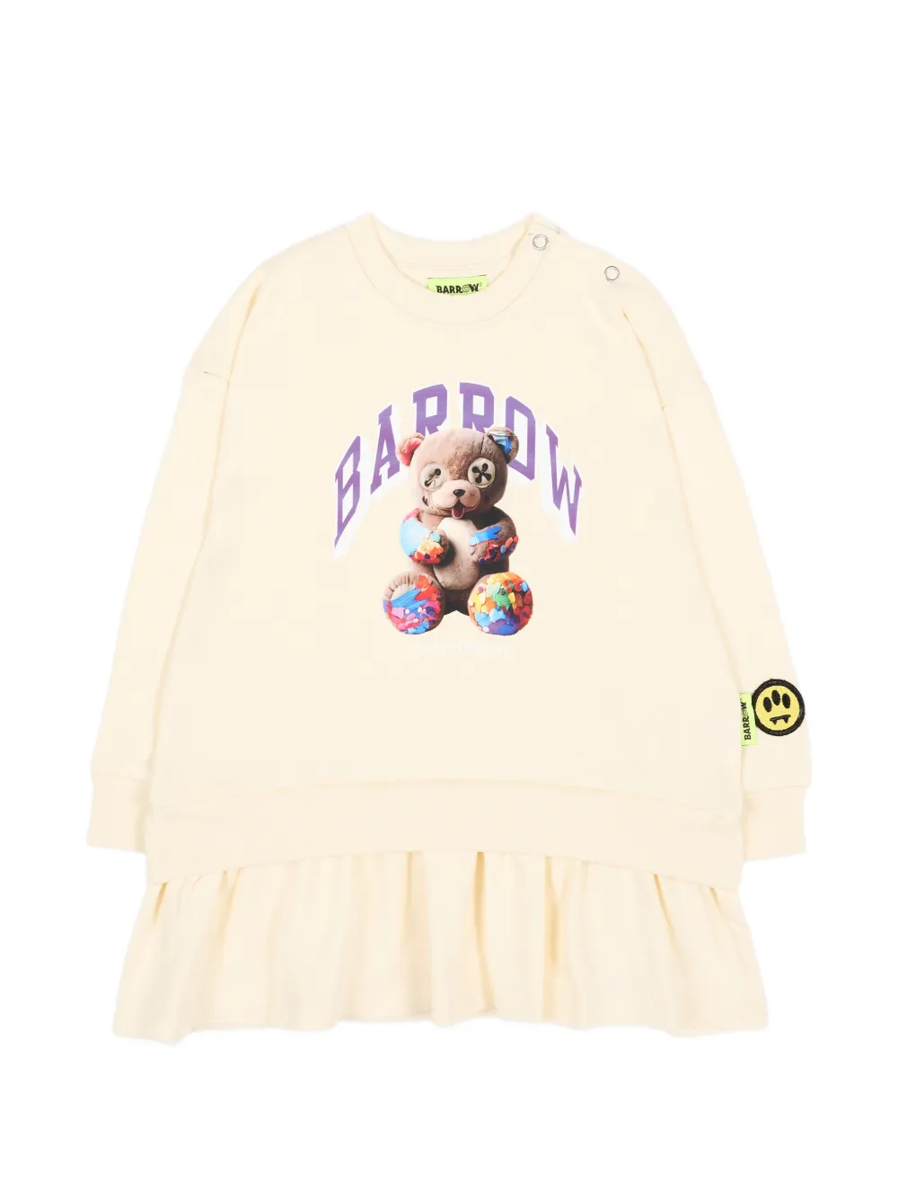 Barrow kids bear-print ruffled dress - Toni neutri