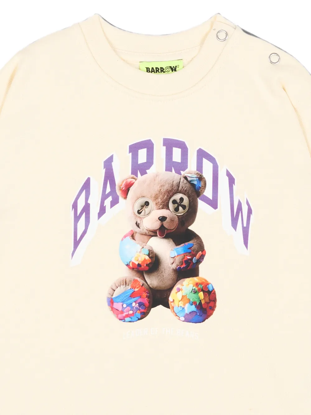 Barrow kids Jurk met beerprint en ruches Beige
