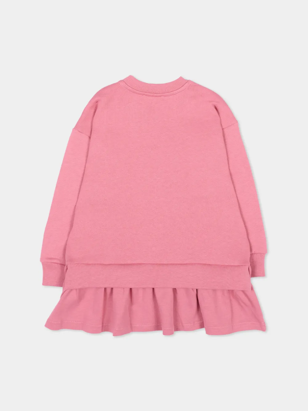 Barrow kids Jurk met beerprint en ruches Roze