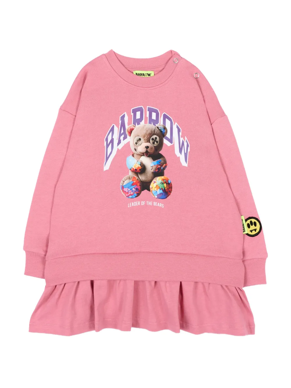 Barrow kids bear-print ruffled dress - Rosa