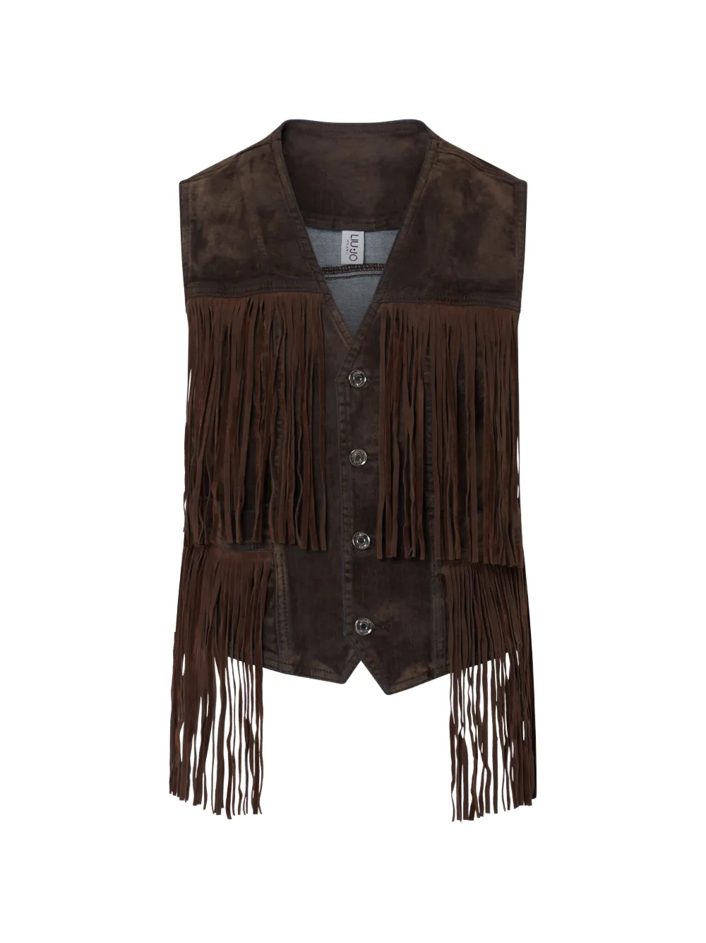 LIU JO fringed vest in flocked fabric - Braun