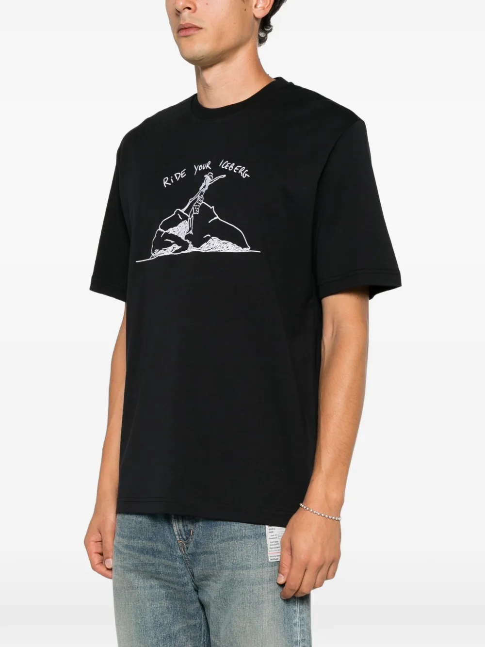 Iceberg T-shirt met borduurwerk Zwart