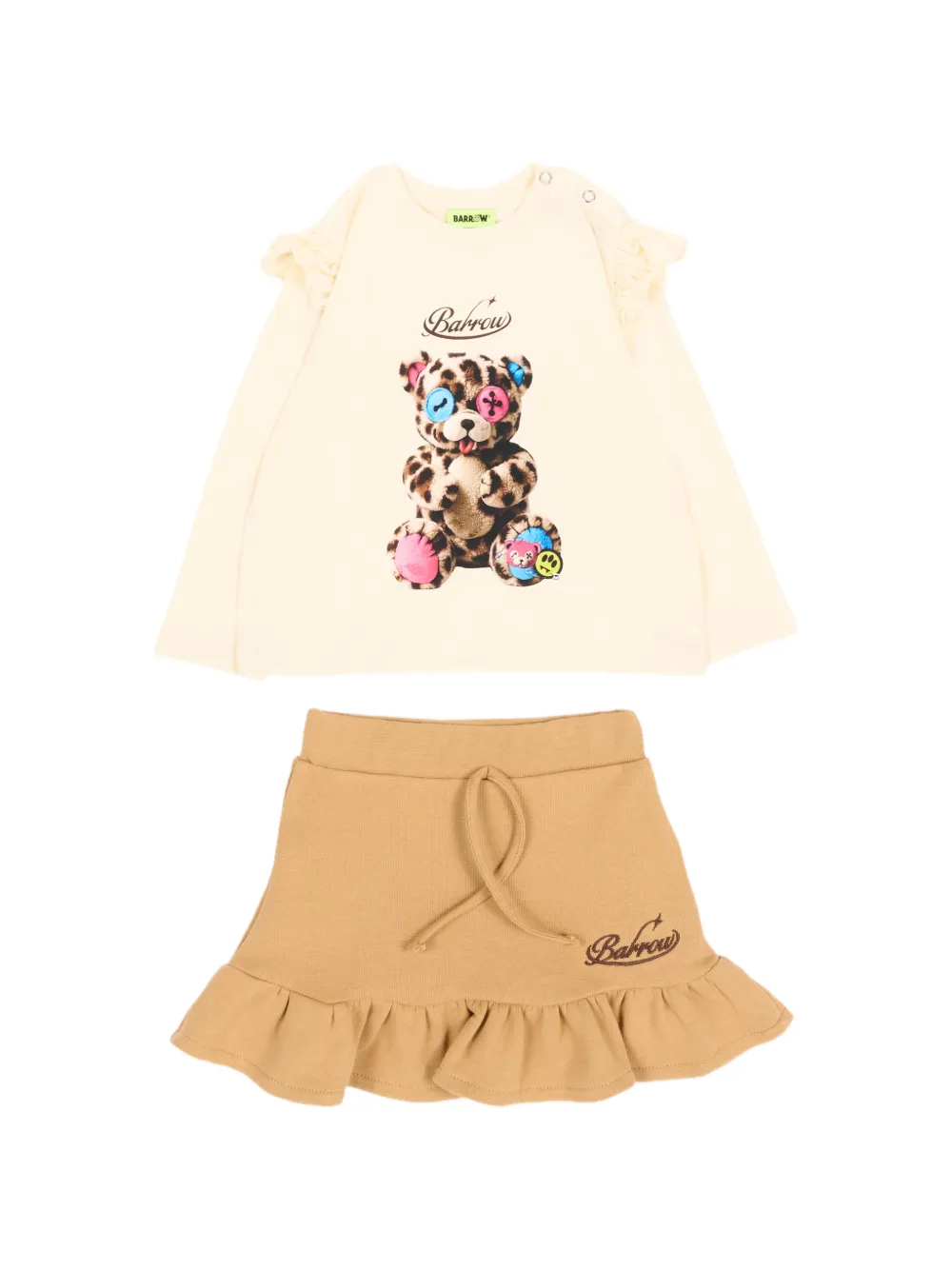 Barrow kids bear-print ruffled tracksuit set - Toni neutri