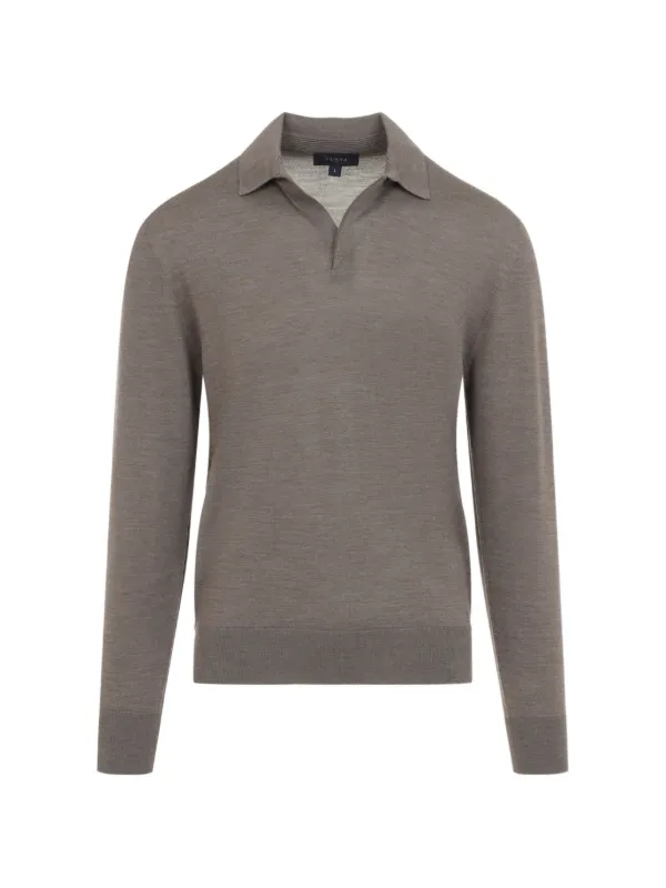 Sease Lasca Long-sleeve Polo Shirt in Neutrals