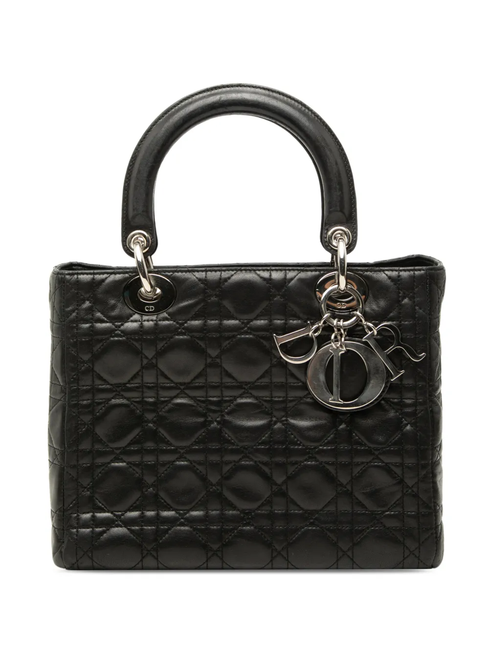Christian Dior Pre-Owned 2004 Medium Lambskin Cannage Lady Dior satchel - Black