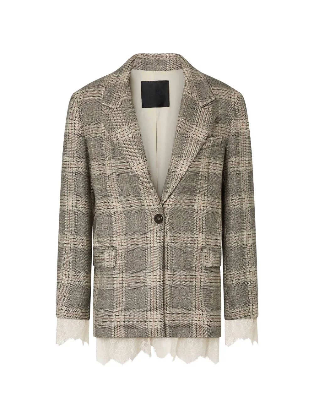 LIU JO check blazer with lace details - Nude