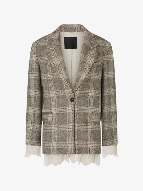 LIU JO check blazer with lace details
