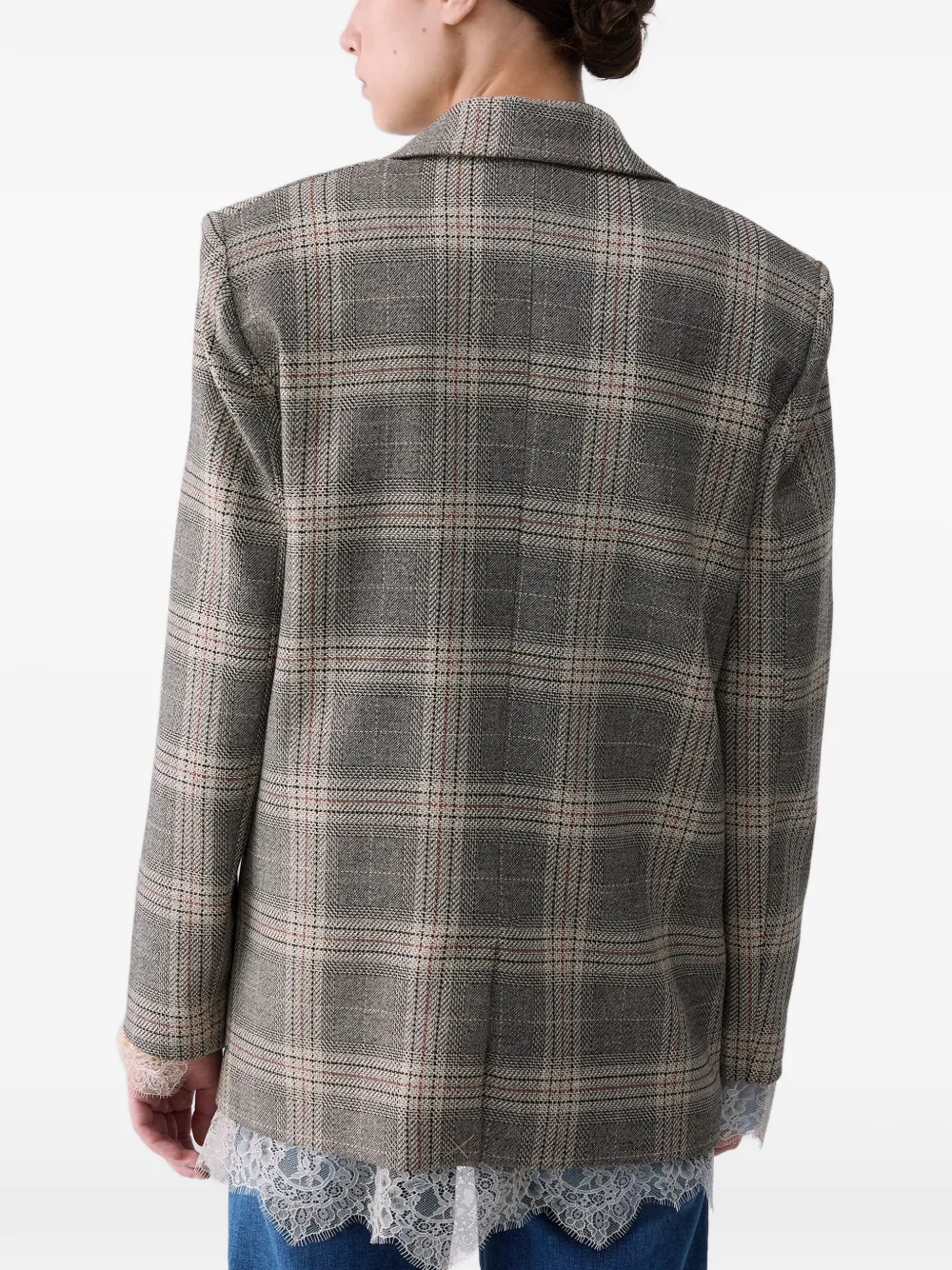 LIU JO Geruite blazer met kanten details Beige