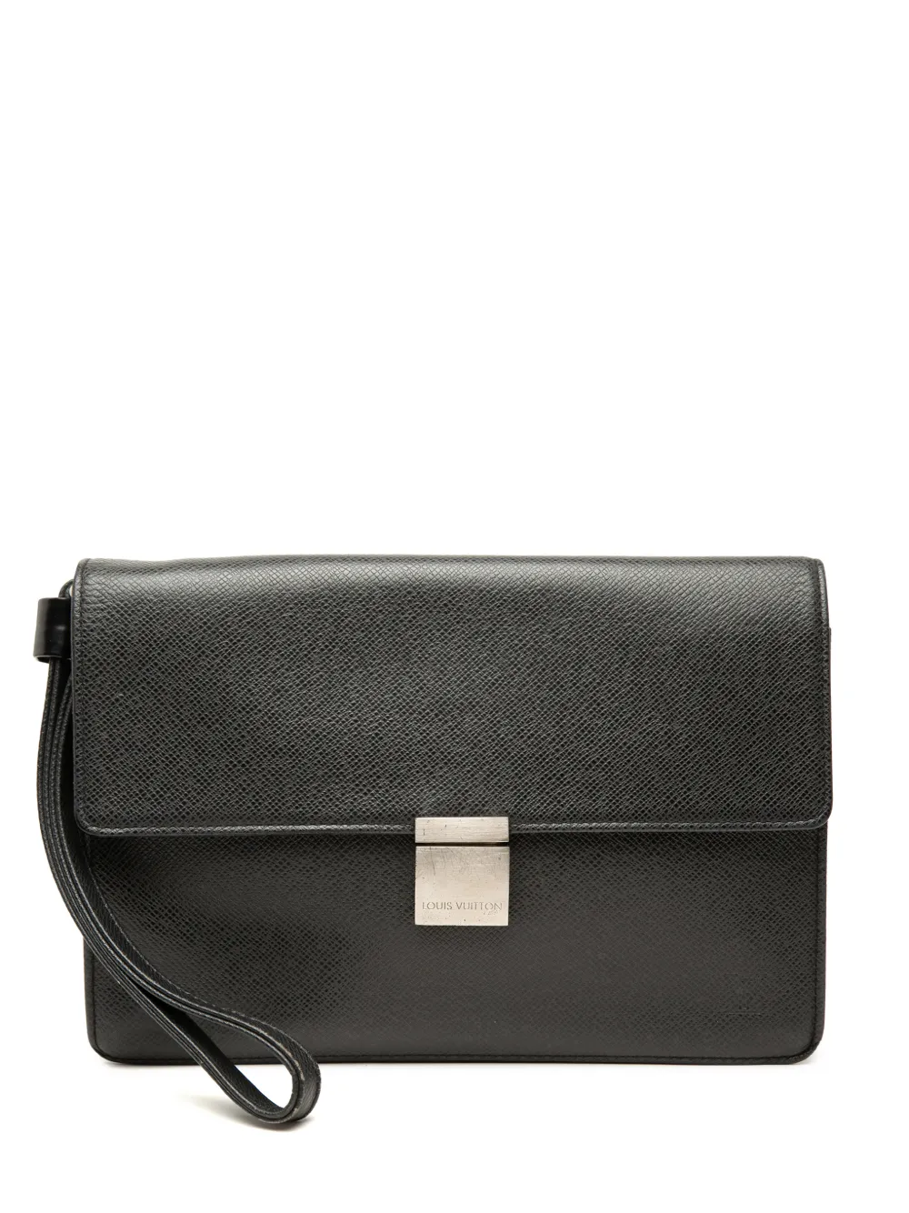 Pre-owned Louis Vuitton 2005 Taiga Selenga Clutch Bag In Black