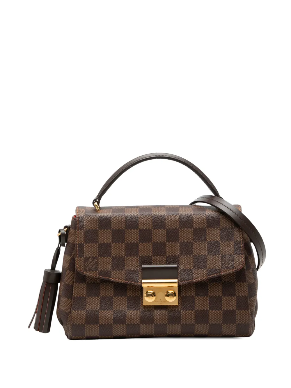 Pre-owned Louis Vuitton 2019 Damier Ebene Croisette Satchel In Brown