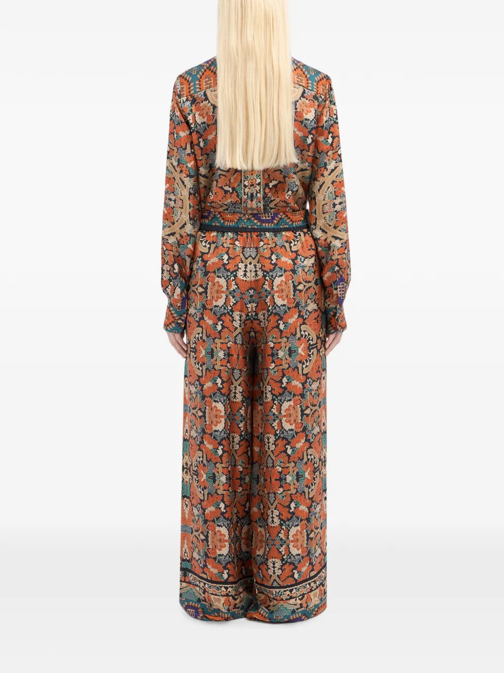 Pierre-Louis Mascia Cialda baroque-print silk palazzo pants Oranje