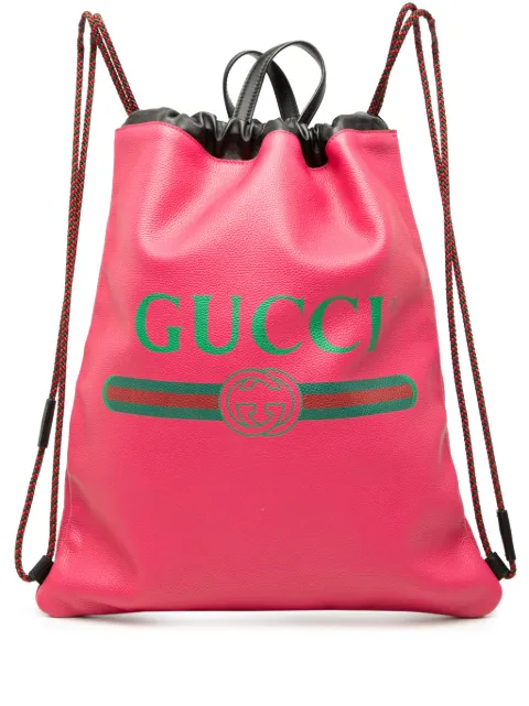 Gucci Pre-Owned 2000-2015 Leather Logo Drawstring backpack
